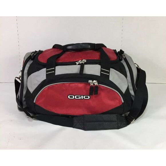 OGIO Duffle Travel Bag Heavy Nylon Carry On Gym‎ Sports Red Black Valvoline Logo - Picture 1 of 9